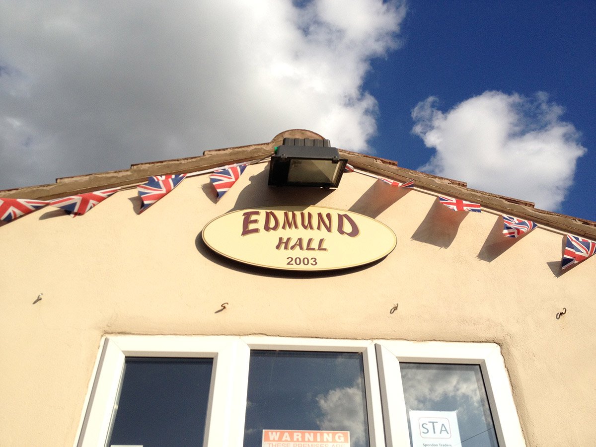 Photograph of Edmund Hall sign