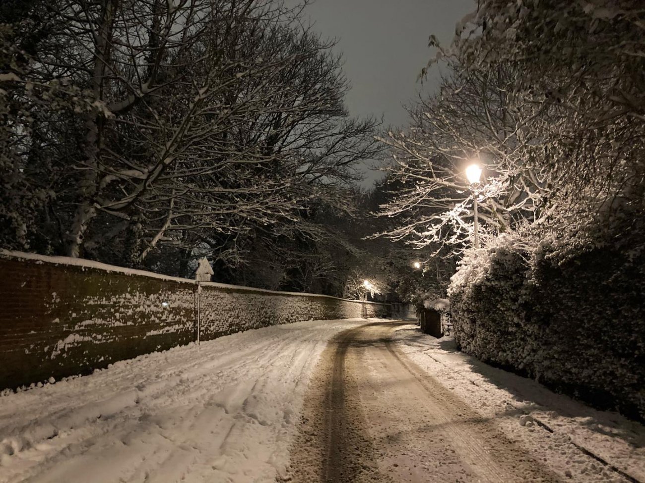 Photograph of Snowy Spondon Nights - Chapel Street looking towards Church Street/Locko Road