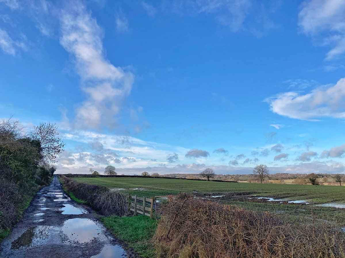 Photograph of Bright winter skies over Longley Lane fields