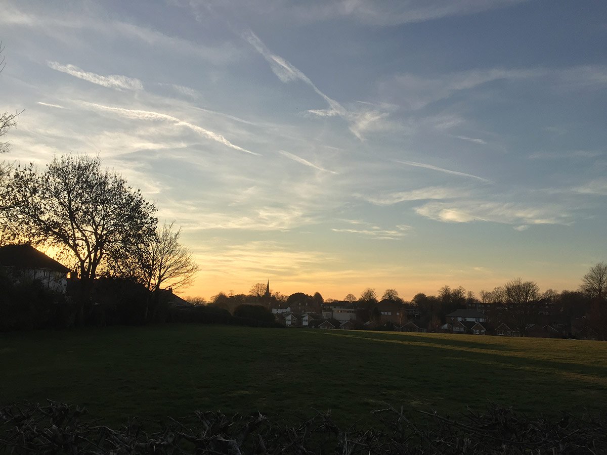 Photograph of Winter sunset skies over South Avenue Park