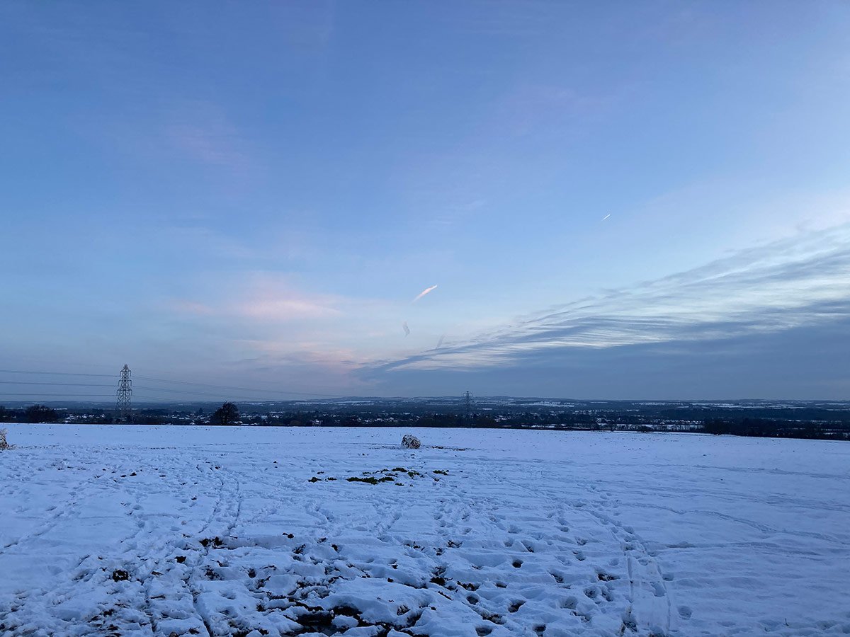 Photograph of Ockbrook fields covered in snow