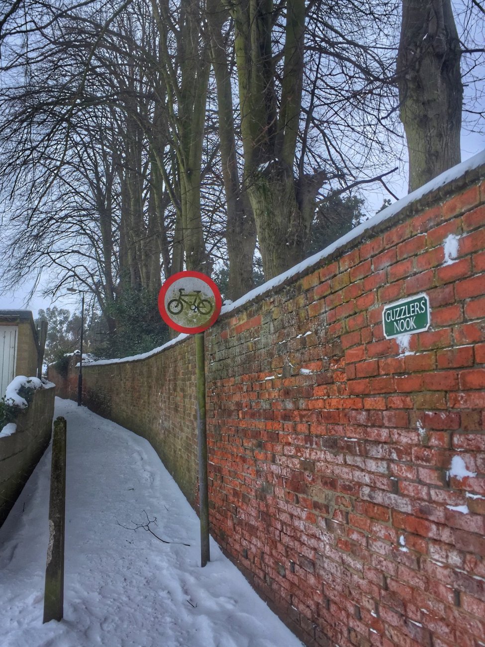 Photograph of Guzzler's Nook in the snow